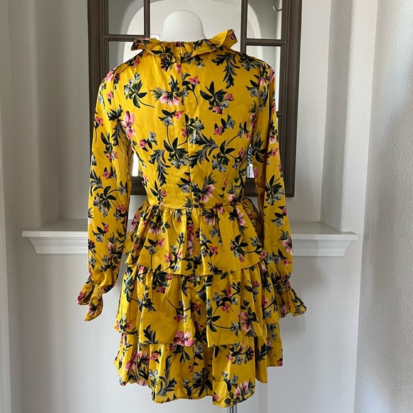 Avec Les Filles Tiered Satin Ruffle Dress, Multi Yellow Gold Size 6 Retail $158 - Picture 7 of 16